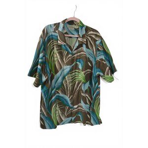 Tommy Bahama Silk Camp Shirt XXL Original Fit Tropical Print Button Front